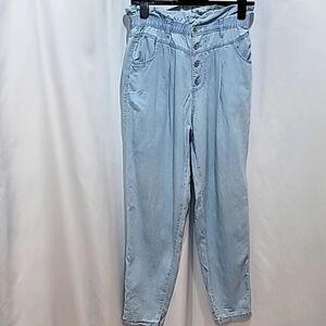 TWIK Organic Cotton Paperbag Pants Chambray Denim High Rise 100% Cotton